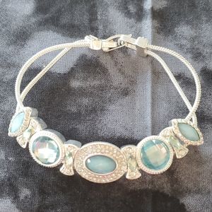 Napier Silverstone blue slide bracelet w/ crystals